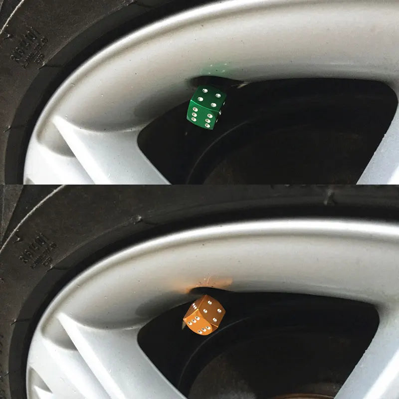 4Pcs/Lot Aluminum Alloy Car-styling AUTO Dice Dust Valve Caps Car