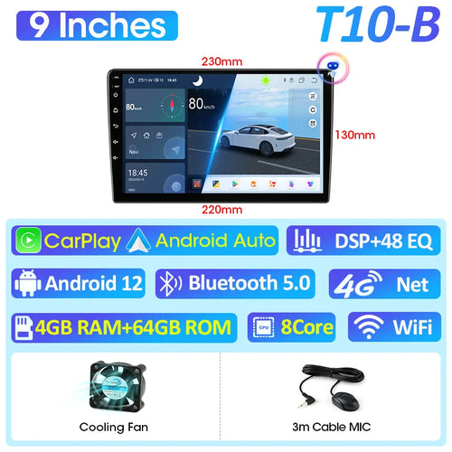 Vtopek 7 9 10 Inch Android 12 4G Car Radio For Toyota VW Kia Nissan