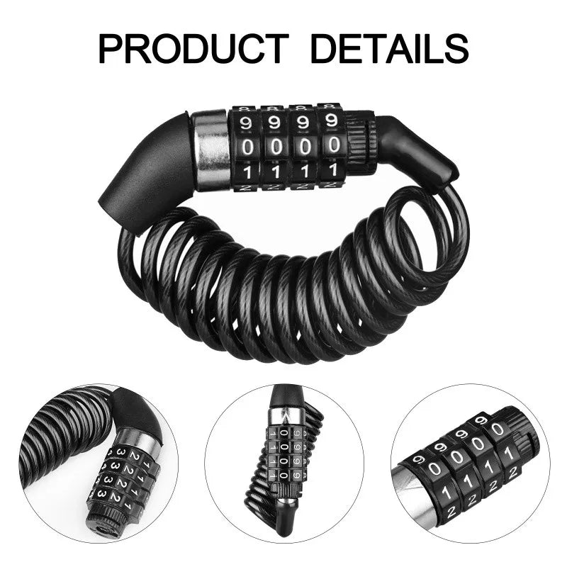 Motorcycle Bicycle Anti-Theft Chain 4-Digit Password Combination