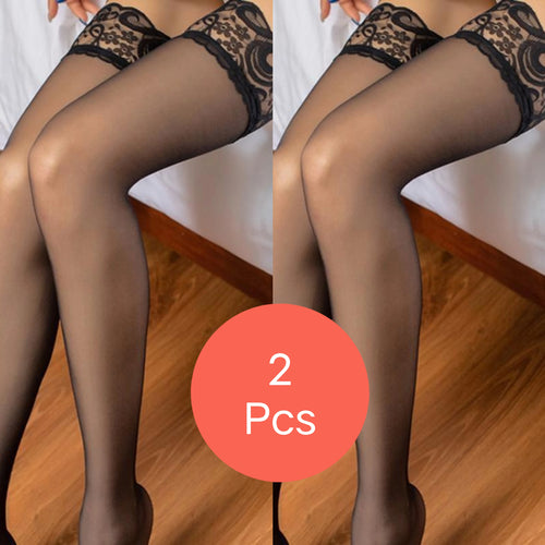 2Pcs Fishnet Stockings Women Summer Flower Transparent Silk Stocking