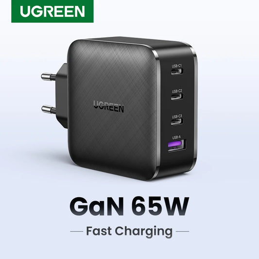 UGREEN 65W GaN Charger Quick Charge 4.0 3.0 Type C PD USB Charger with