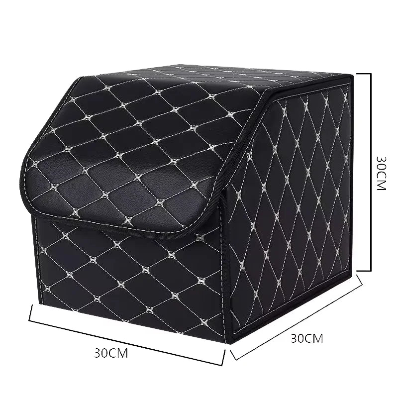 PU Leather Car Trunk Organizer Box Foldable Waterproof Durable Storage