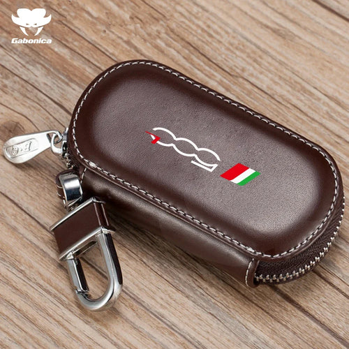 New Leather Car Key Case Folding Remote Control Zipper Keychain For