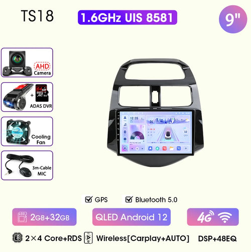 JMCQ 9" Car Stereo Radio For Chevrolet Spark Beat Matiz Creative 2010