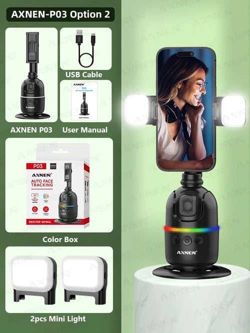 AI Face Tracking Gimbal Mobile Phone Stabilizer, 360 Auto Rotate