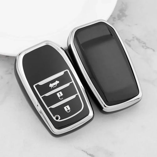 Silver Tpu Car Key Case Cover Shell for Toyota Fortuner Rav4