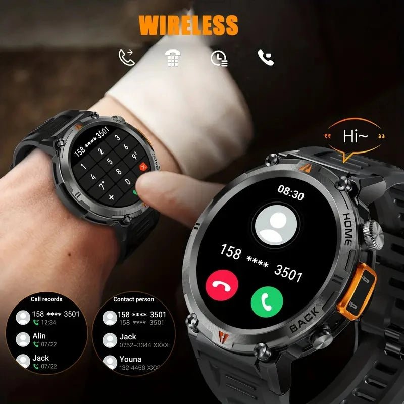 2024 New Smart Watch Men Military Sports Fitness Tracker Blood