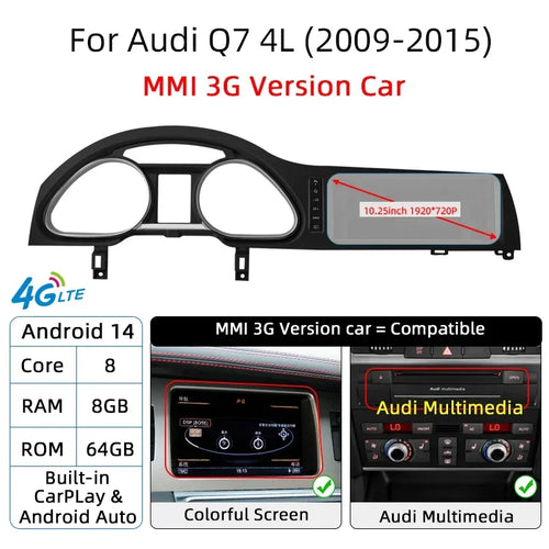 Android 14 Auto Radio CarPlay For Audi A6 C6 4f  For Audi Q7 4L