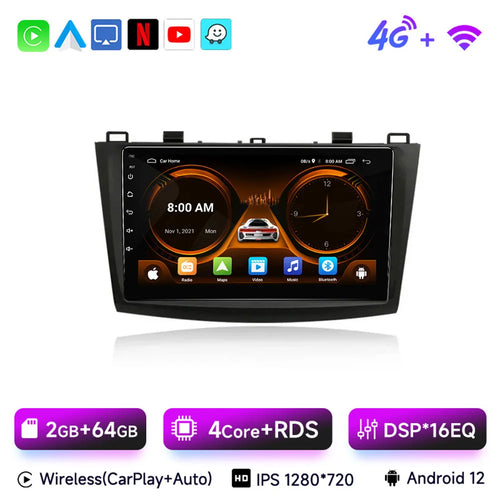 JIUYIN 2 Din Car Radio for Mazda 3 2009 2010 2011 2012 2013 Android 13