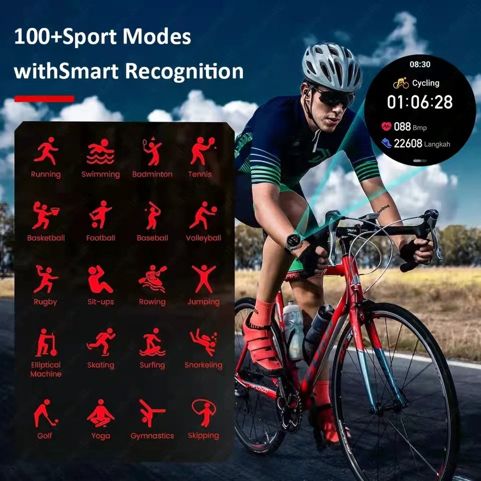 2024 New Smart Watch Men Military Sports Fitness Tracker Blood