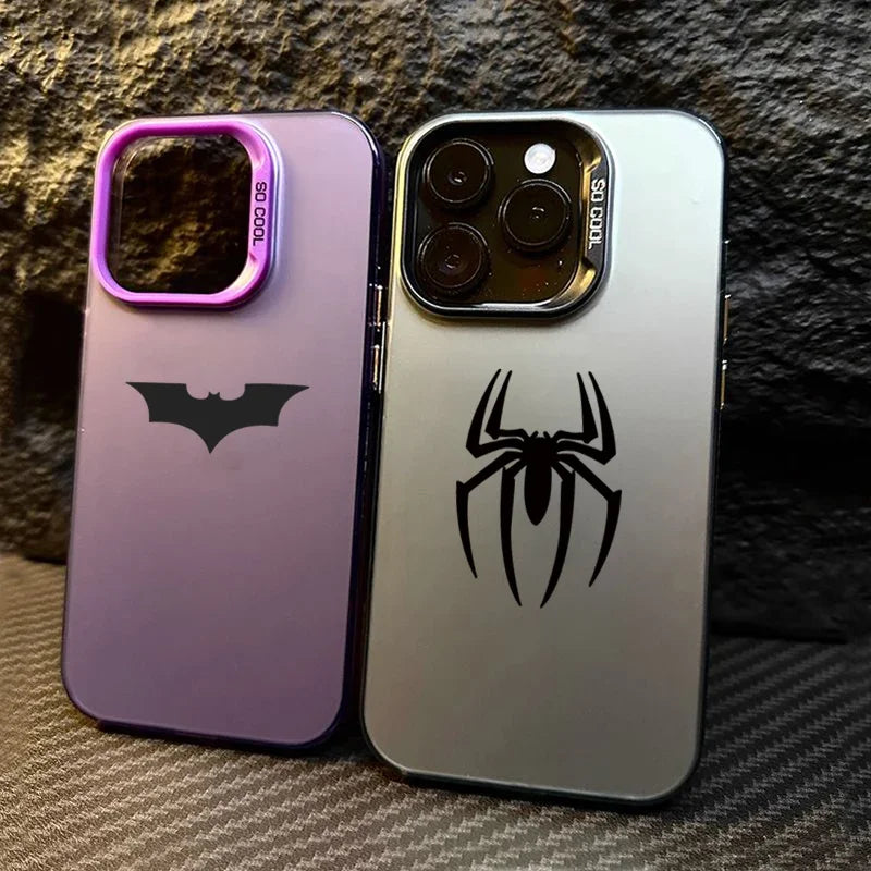 For iPhone 16 Pro Max Case Bat Spider Pattern Matte Texture Phone Case