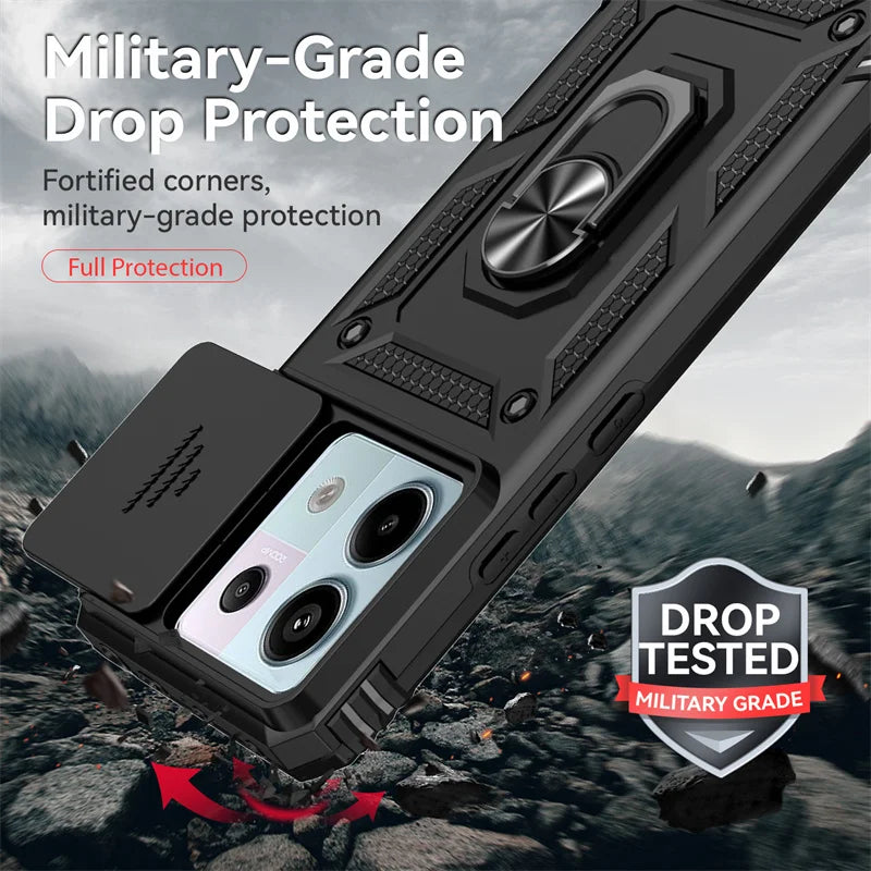 Shockproof Armor Funda For Xiaomi Redmi Note 13 Pro 5G 4G Slide Lens