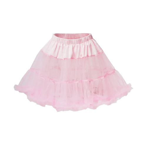 Women Girls Ruffled Short Petticoat Solid Fluffy Bubble Tutu Skirt