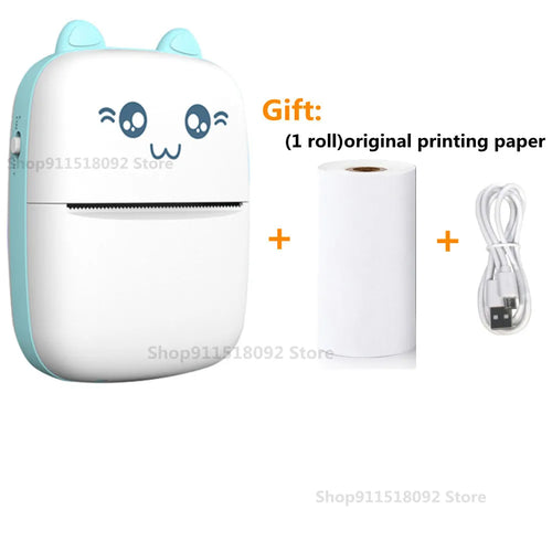 Meow Mini Label Printer Thermal Portable Printers Stickers Paper