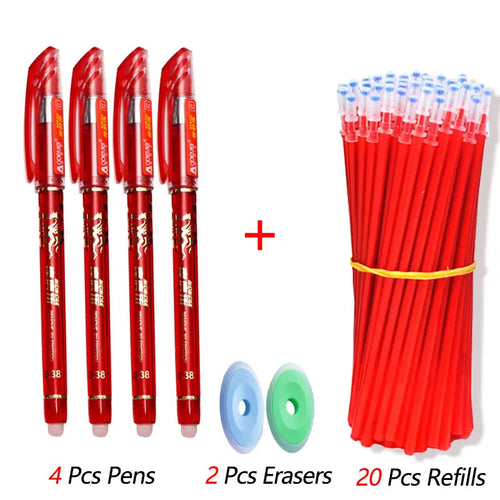 26 Pcs/Set Kawaii Erasable Pens 0.35mm Gel Pen Waterproof Gel Ink