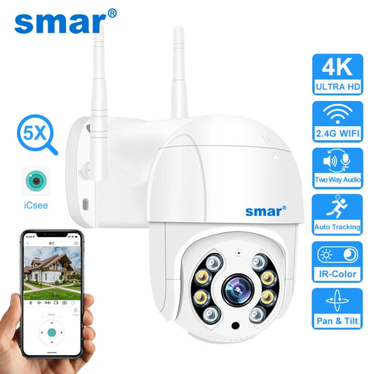 Smar 1080P 5MP 4K WiFi Camera Outdoor 5X Digital Zoom PTZ Wireless