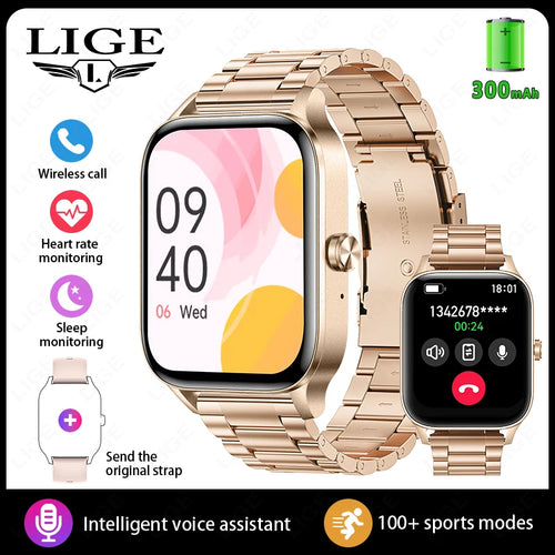 LIGE Fashion Smart Watch Women 1.85” HD Screen Custom Watch Face