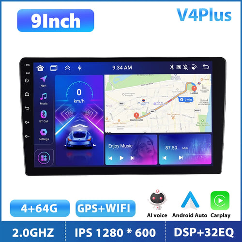 Podofo 2din Android GPS Car Stereo Carplay Radio Bluetooth FM Car MP5