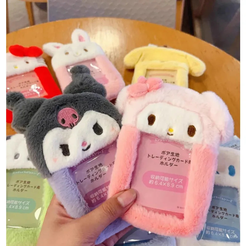 Cute Cartoon Kuromi Plush Card Case Keychain Hello Kitty Melody Card