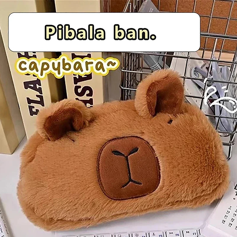 1Pc Cute Plush Capybara Pencil Storage Bag Cartoon Animal Pen Case