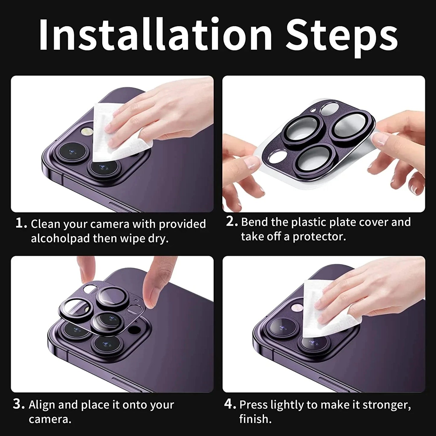 Metal armor Camera Lens Protector Glass For iPhone 14 15 Pro Max Back