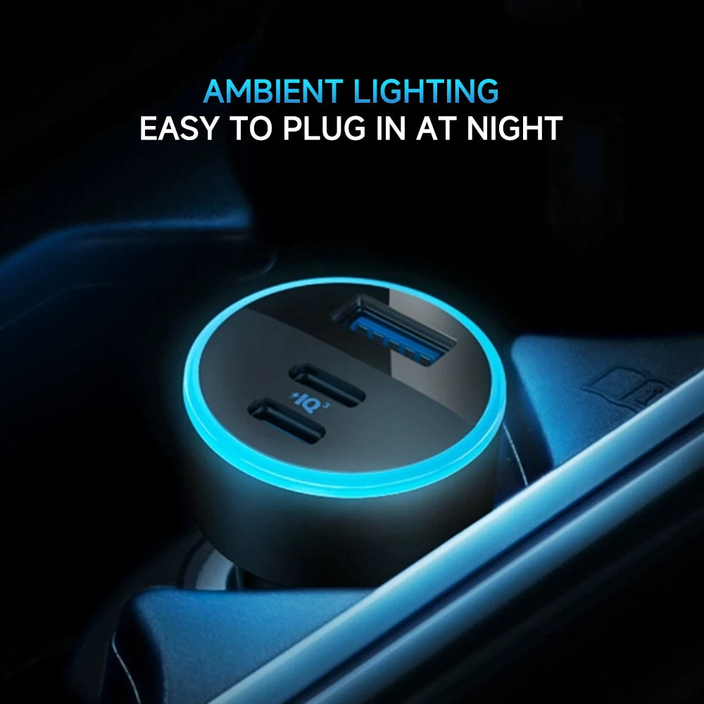 ANKER 67W USB-A Type C Car Charger Super Fast Charger 3 Ports