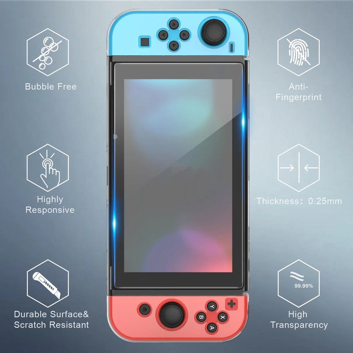 Tempered Glass Screen Protector Compatible-Nintendo Switc/ Switch