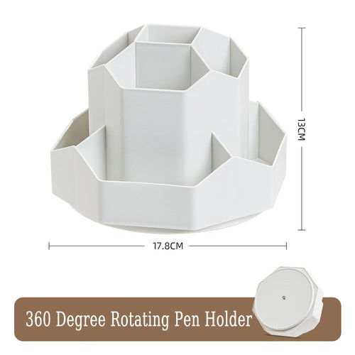 360°Rotatable Pen Holder Large Capacity Desk Pencil Storage Box 9-Grid
