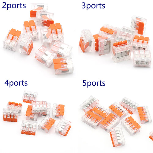 10Pcs Box Electrical Lever Wire Connectors 5 Port Electric Cable Clamp