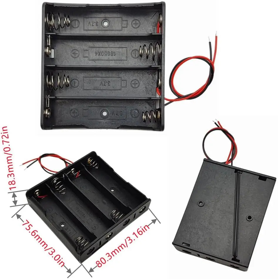 3pcs 18650 Battery Holder Box 1 Slot 3.7V Battery Storage Case 1/2/3/4