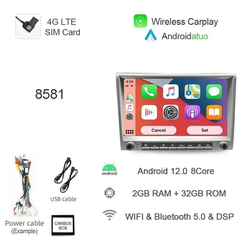 7862 720P Auto Android 13 12G+256G Car Radio GPS Player 4GB Carplay