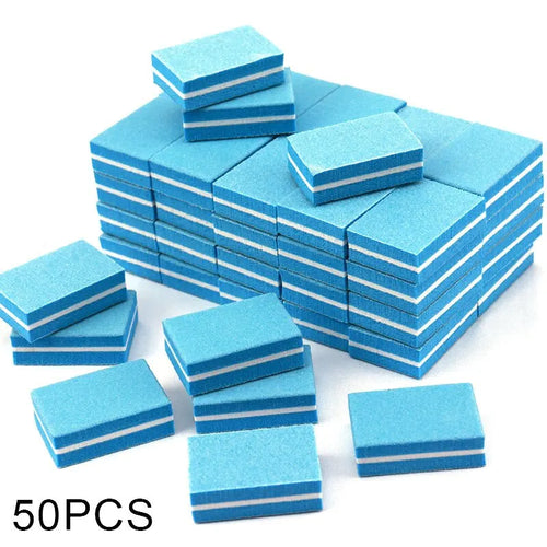 50pcs Double Sided Mini Nail File Block Sanding And Polishing Nail