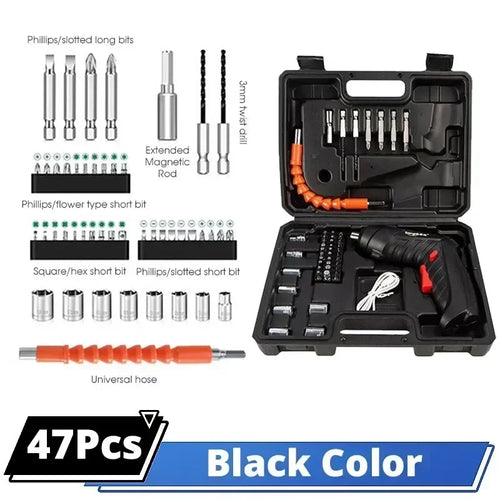 47pcs Electric Screwdriver Cordless Electric Kit Household Small