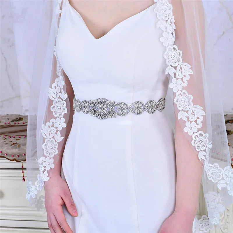 Bridal Belts Bling Wedding Women Handmade Jewelry Silver Rhinestone