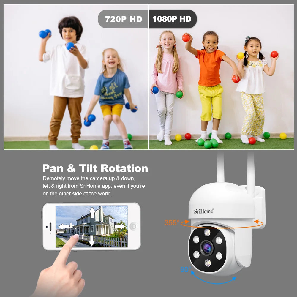 Srihome SH061 Wireless Monitoring Camera PTZ AI 1080P Home Security
