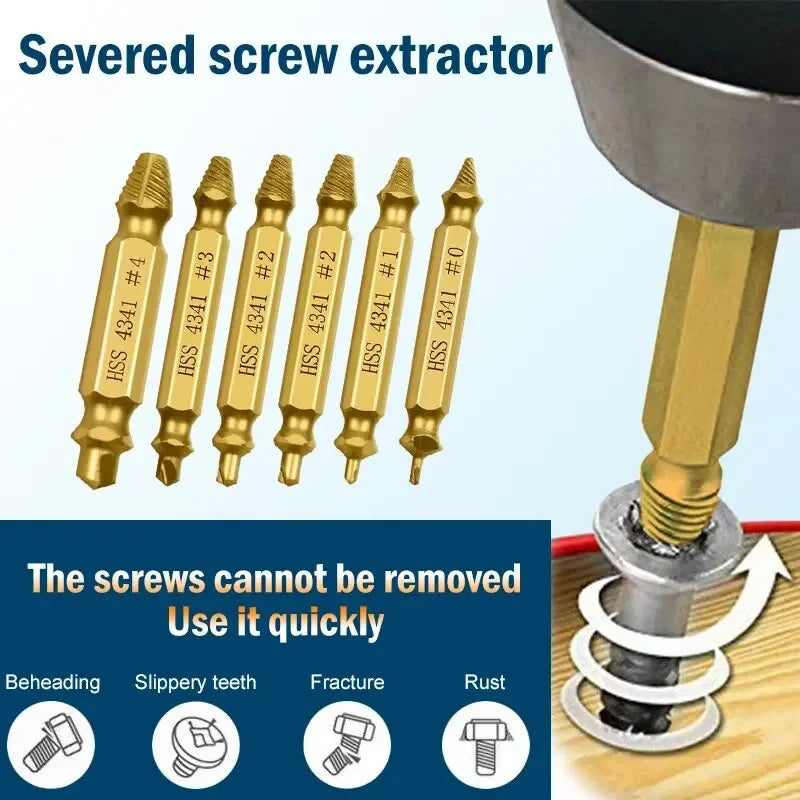 Damaged Screw Extractor Broken Bolt Stripped Set Double Head Tool Easy