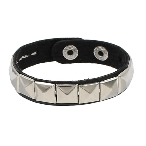 2022 PU Leather Studded Bracelet Punk Bracelet Adjustable Goth Cuff