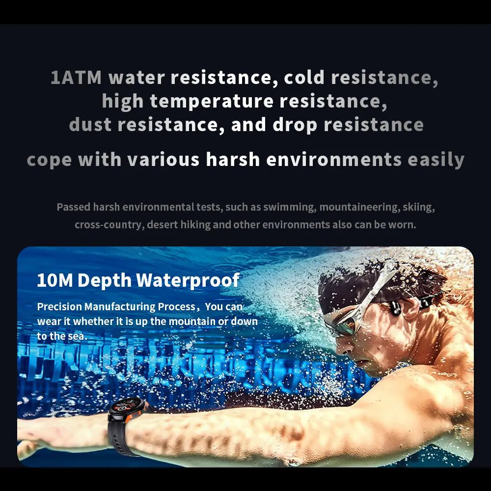 Skmei 1.43 Inch Amoled 1atm Waterproof Pedometer Smartwatch Heart Rate