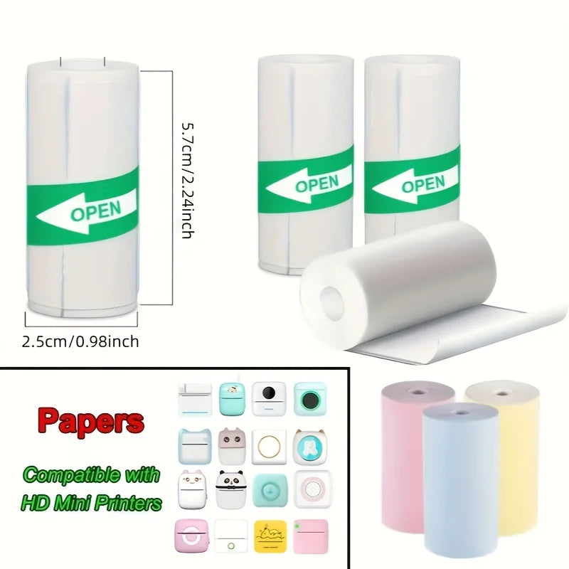 Mini Printer Paper Thermal Label Sticker Colorful Adhesive