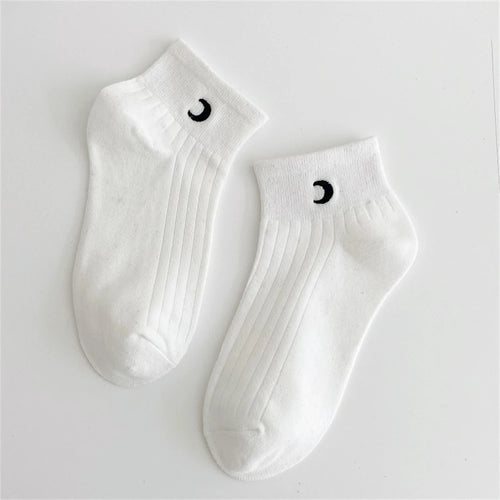 New Cute Embroidery Glitter Love Heart Moon Star Smile Face Socks Soft