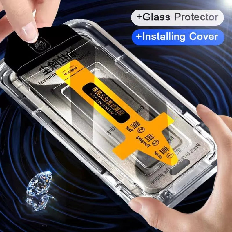 Premium Tempered Glass For iPhone 16 15 Pro Max Dust Free Screen