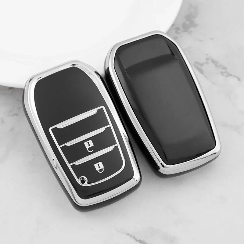 Silver Tpu Car Key Case Cover Shell for Toyota Fortuner Rav4