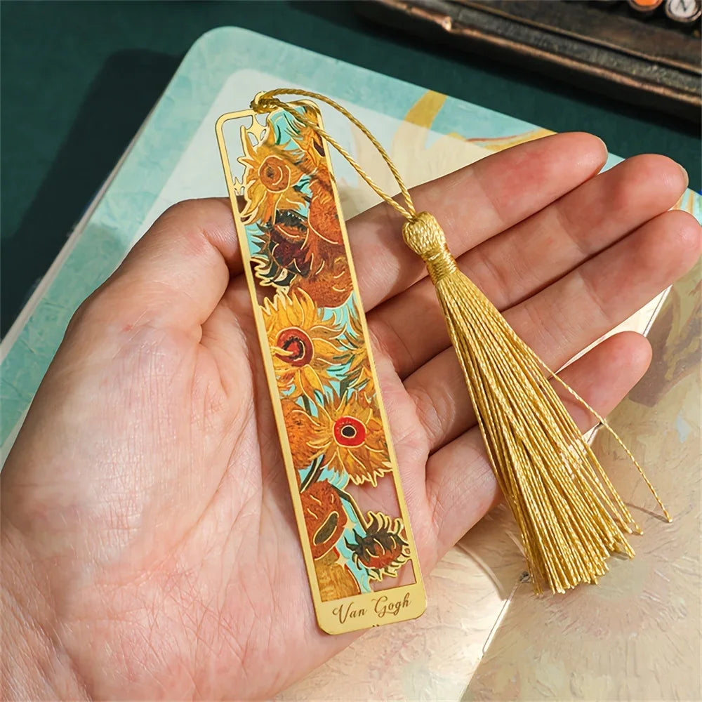 4 Colors Metal Sunflower Hollow Bookmark Chinese Style Creative