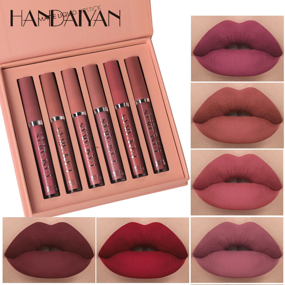 6Pcs Matte Liquid Lipstick Makeup Set, Matte Liquid Long-Lasting Wear