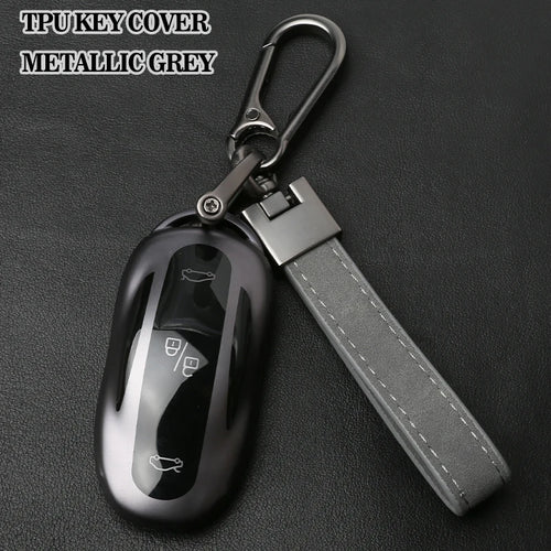 for Tesla Key Fob Cover Model 3 S Y Accessories Metallic Gray TPU Key