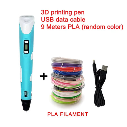 Electronic 3D Printing Pen with 9M PLA Consumables High-Temperature 3D
