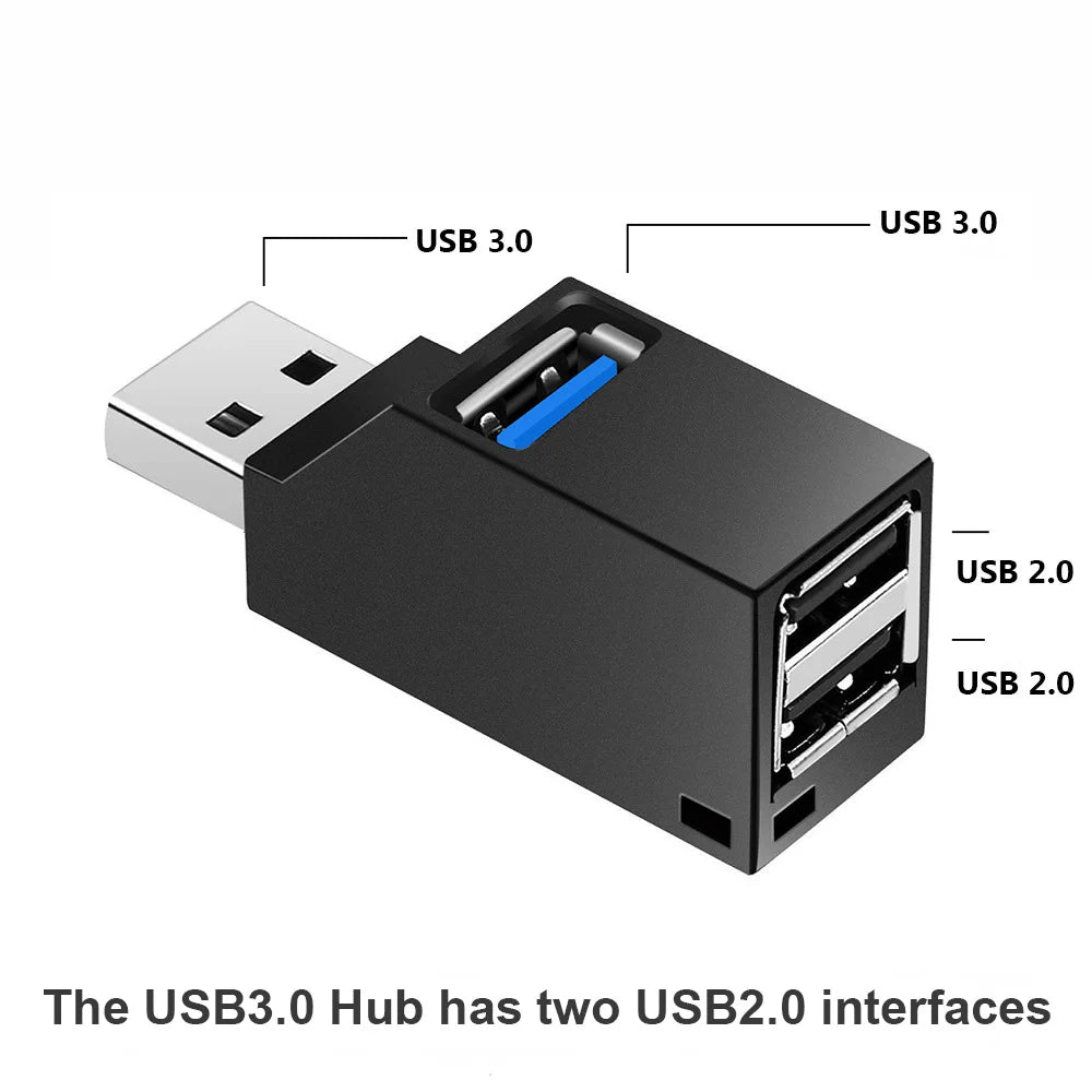 USB 3.0 HUB Adapter Extender Mini Splitter Box 1 to 3 Ports High Speed