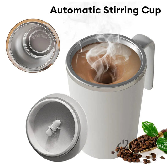 Automatic Stirring Cup Magnetic Mug 400ml Stainless Steel Coffee
