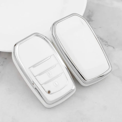 Silver Tpu Car Key Case Cover Shell for Toyota Fortuner Rav4