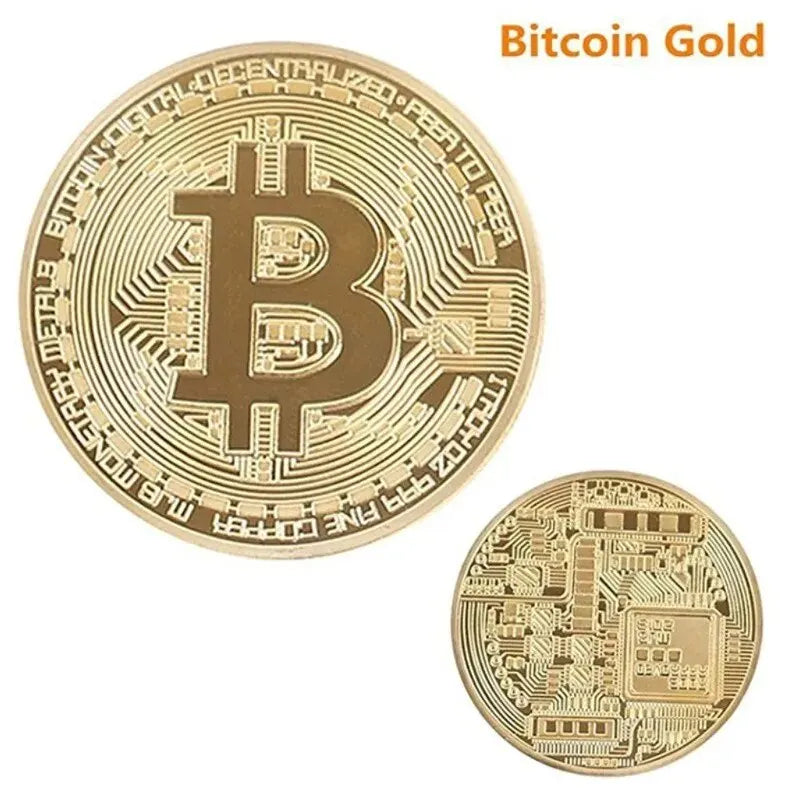 Gold Plated Bitcoin Coin Collectible Art Collection Gift Physical